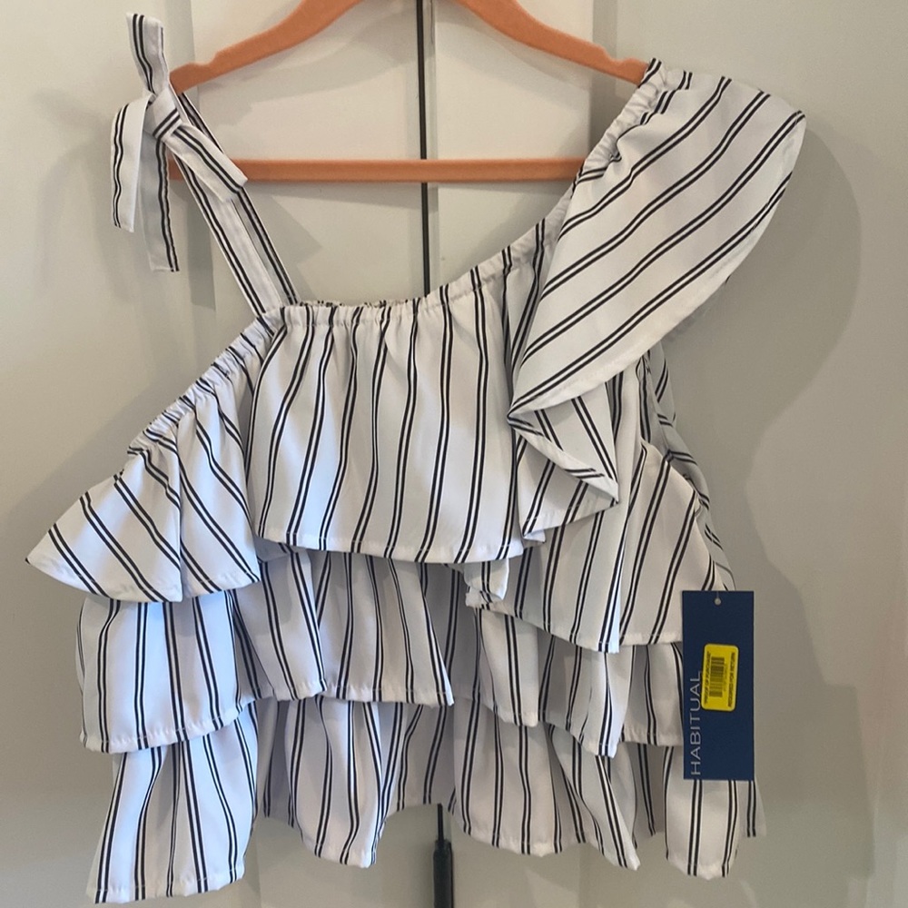 Habitual Kid Ruffles white/black strip top NEW with tags - size 12